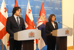 25 January 2018 National Assembly Speaker Maja Gojkovic and the Chairman of the Georgian Parliament Irakli Kobakhidze